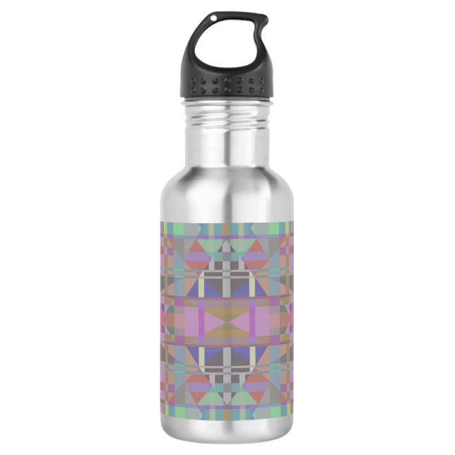 Geometrisch grün Lila rosa Edelstahlflasche (Vorderseite)