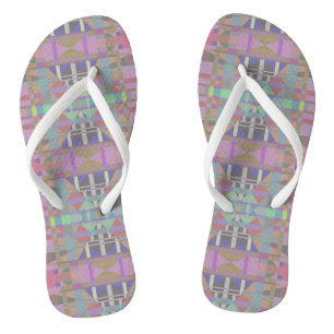 Geometrisch grün Lila rosa Flip Flops