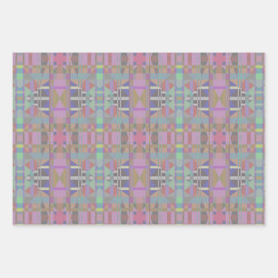 Geometrisch grün Lila rosa Geschenkpapier Set