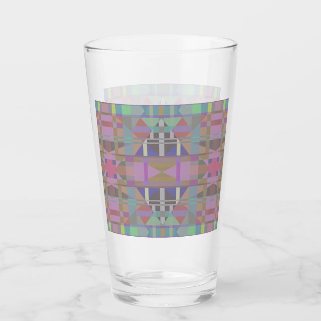 Geometrisch grün Lila rosa Glas (Vorderseite)