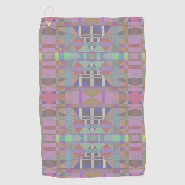 Geometrisch grün Lila rosa Golfhandtuch (Vorderseite)