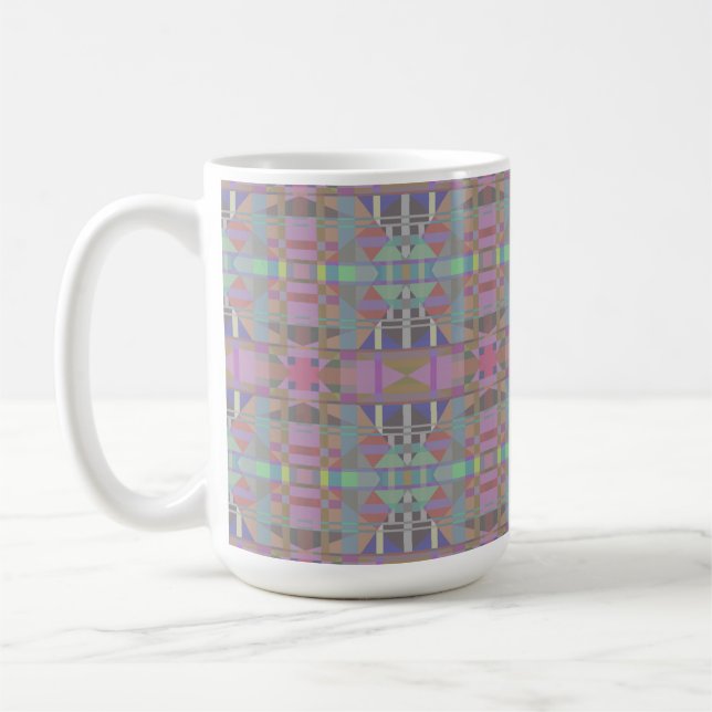 Geometrisch grün Lila rosa Kaffeetasse (Links)