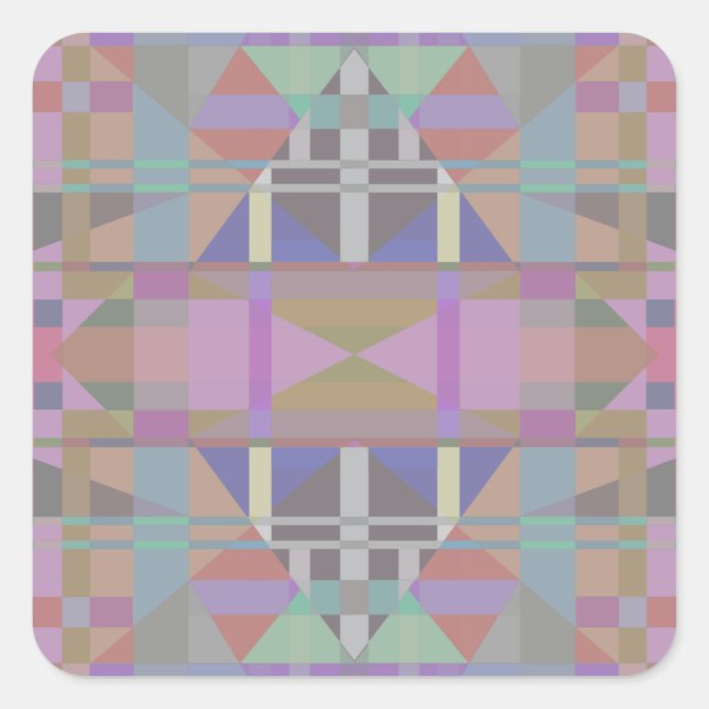Geometrisch grün Lila rosa Quadratischer Aufkleber (Vorderseite)