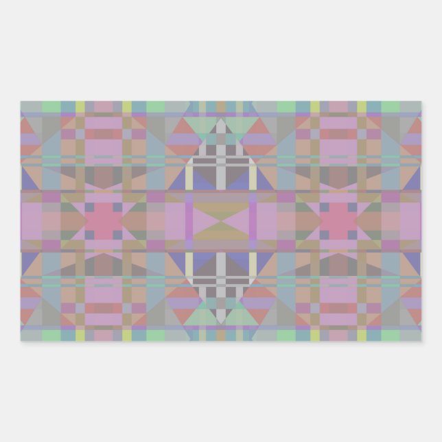 Geometrisch grün Lila rosa Rechteckiger Aufkleber (Vorderseite)
