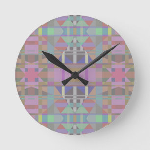 Geometrisch grün Lila rosa Runde Wanduhr