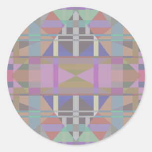 Geometrisch grün Lila rosa Runder Aufkleber