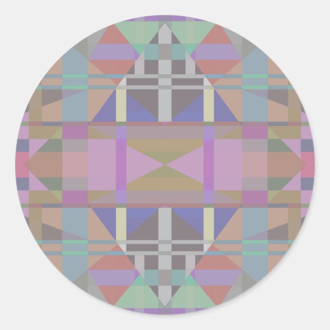 Geometrisch grün Lila rosa Runder Aufkleber (Vorderseite)