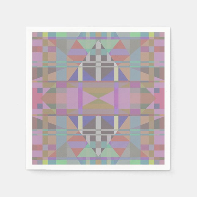 Geometrisch grün Lila rosa Serviette (Vorderseite)