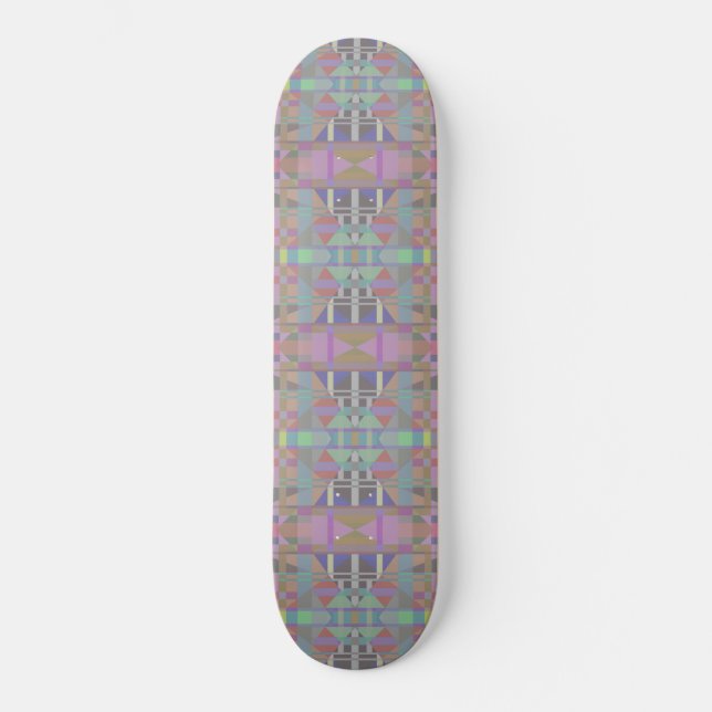 Geometrisch grün Lila rosa Skateboard (Vorderseite)