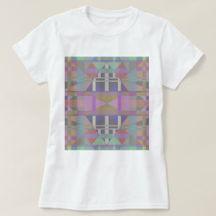 Geometrisch grün Lila rosa T-Shirt