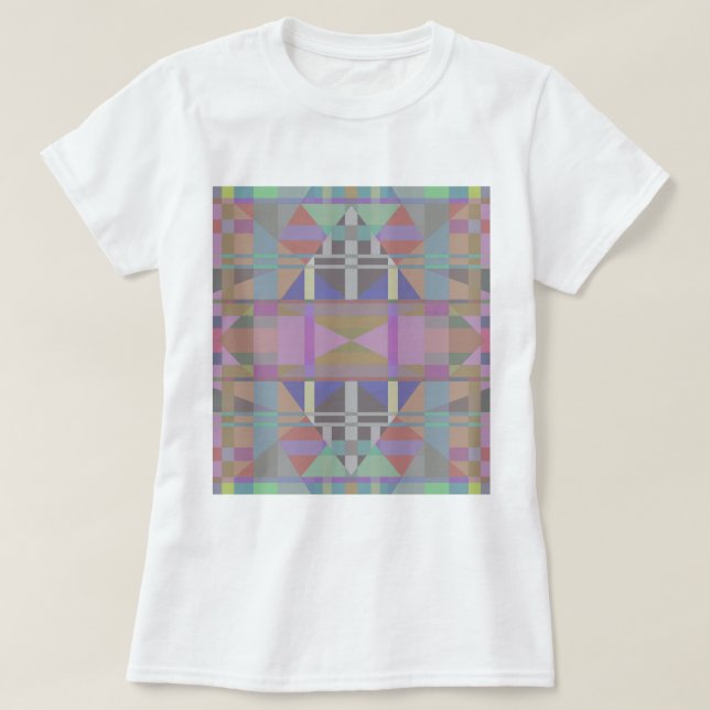 Geometrisch grün Lila rosa T-Shirt (Design vorne)