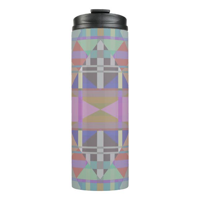 Geometrisch grün Lila rosa Thermosbecher (Vorderseite)