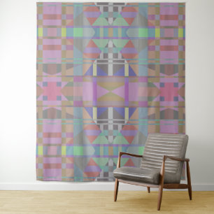 Geometrisch grün Lila rosa Wandteppich