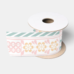 Geometrisch grün und peach satinband