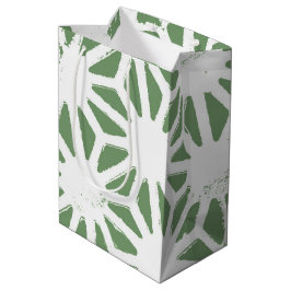 geometrisch-grün-weiß gezogenes Olivenmuster Mittlere Geschenktüte