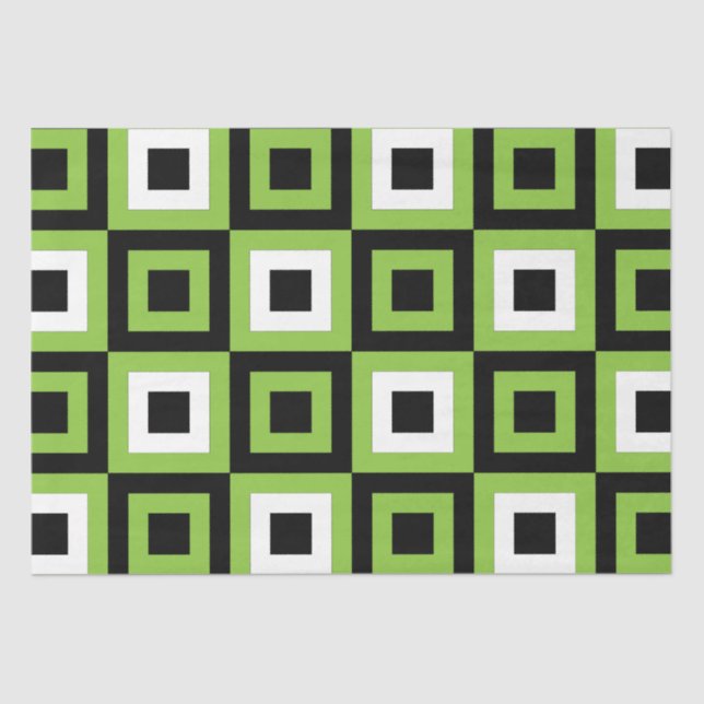 Geometrisch, grün, weiß seidenpapier (Vorderseite)