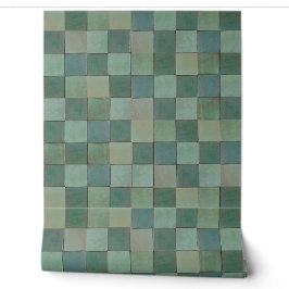 geometrisch grüne Fliesenmuster Vinyl Tapete