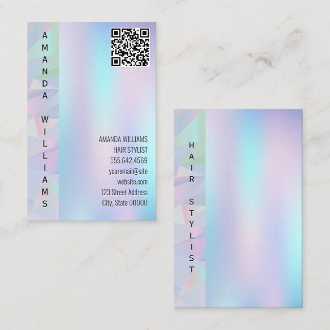 Geometrisch Holografisch | QR-Code Visitenkarte (Vorne/Hinten)