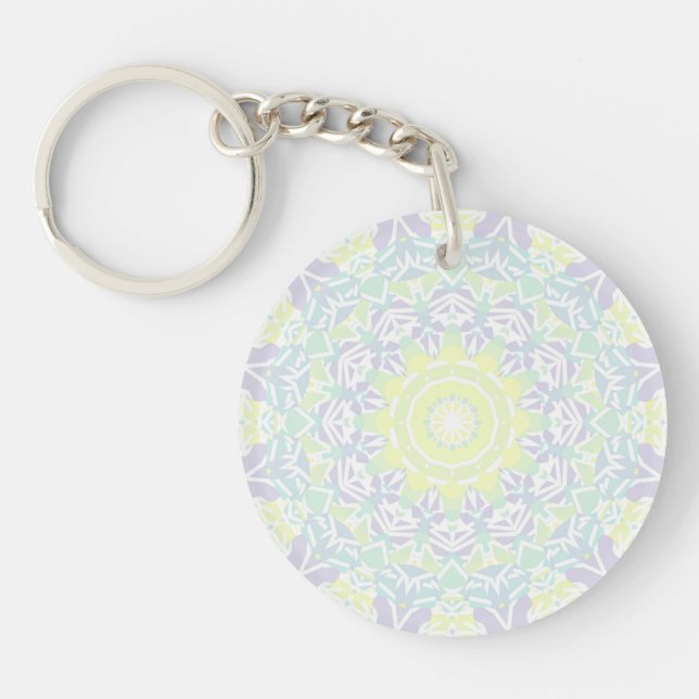 Geometrisch Intricate Colorful Boho Hippie Mandala Schlüsselanhänger (Vorderseite)