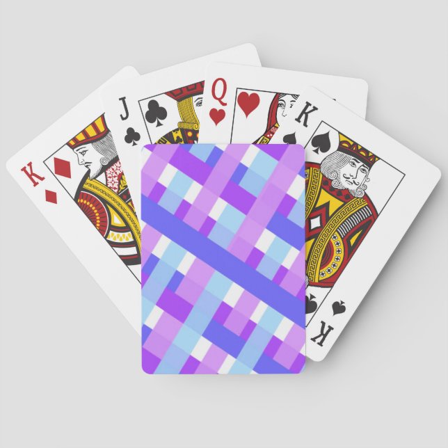 geometrisch karierter Gingham diagonal Spielkarten (Rückseite)