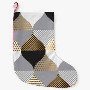 Geometrisch Luxus: schwarz, goldfarbenes Muster Kleiner Weihnachtsstrumpf