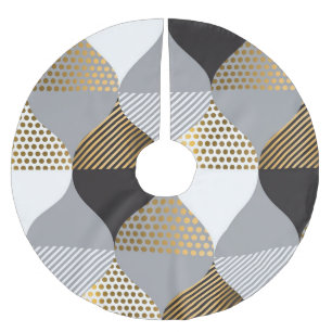 Geometrisch Luxus: schwarz, goldfarbenes Muster Polyester Weihnachtsbaumdecke