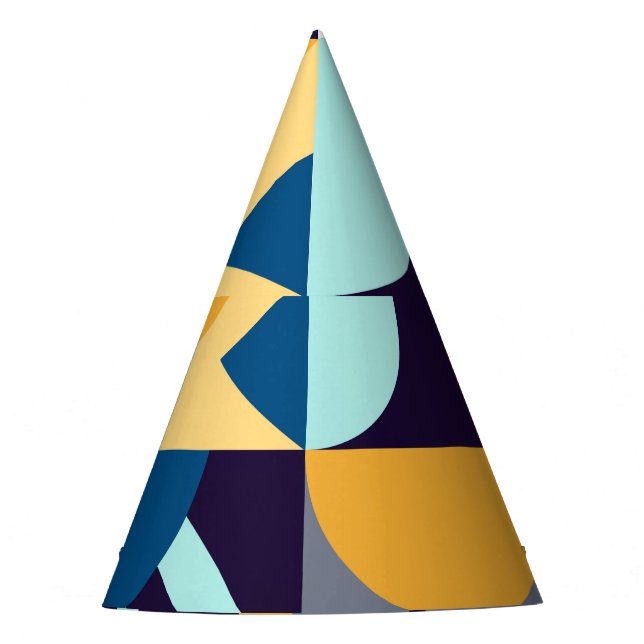 Geometrisch mehrfarbig: Primitive Formen Fusion Partyhütchen (Vorderseite)
