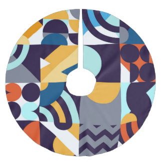 Geometrisch mehrfarbig: Primitive Formen Fusion Polyester Weihnachtsbaumdecke