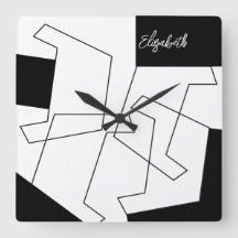 Geometrisch Mit Monogramm Schwarz und Weiß