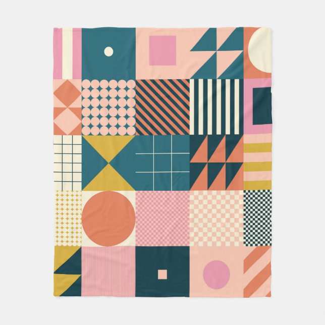 Geometrisch modern Abstrakt: Farbiges Design Fleecedecke (Vorderseite)