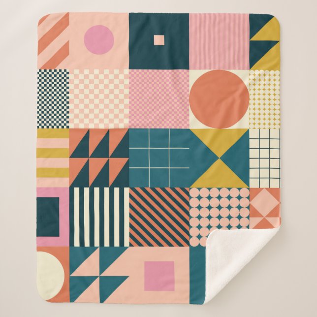 Geometrisch modern Abstrakt: Farbiges Design Sherpadecke (Vorderseite)