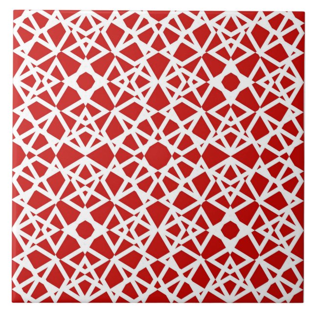 Geometrisch, modern, einfach, rot, weiß fliese (Vorderseite)