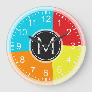 Geometrisch, modern, Retro farbig #3 Große Wanduhr