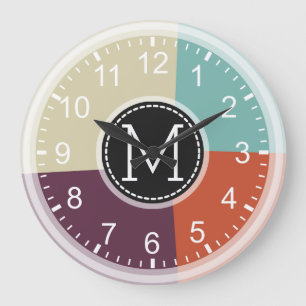 Geometrisch, modern, Retro farbig #6 Große Wanduhr