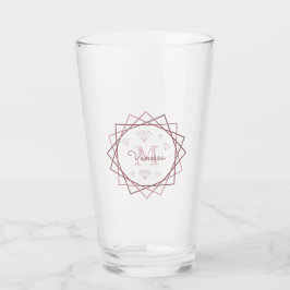 Geometrisch moderne Rose Gold Monogram Glas