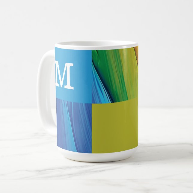 geometrisch monogramm farbiges Design Kaffeetasse (Vorderseite Links)