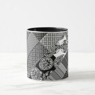 Geometrisch, Muster, schwarz und weiß Tasse