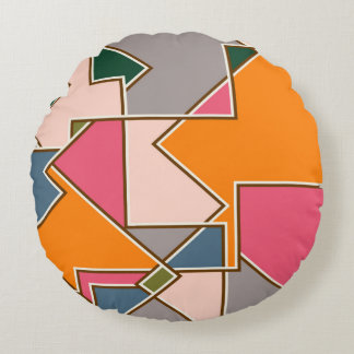 geometrisch nahtlos, Linien, orange, lila Rundes Kissen