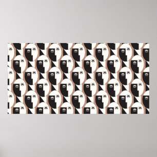 geometrisch nahtloses Muster für Gesicht und Augen Poster