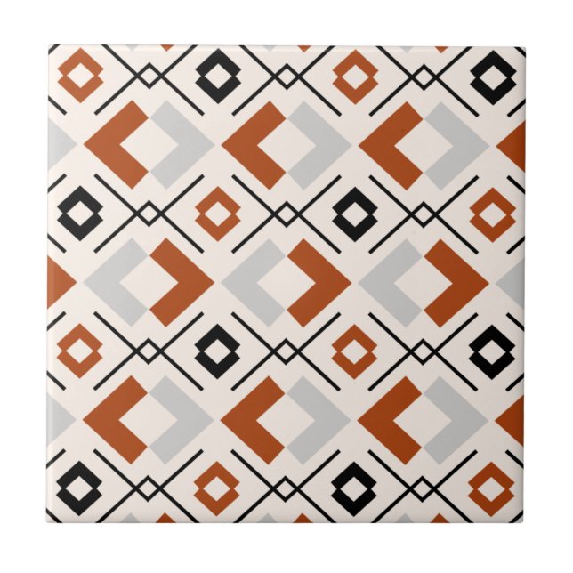 geometrisch orange-beige und grau-braun fliese (Vorderseite)
