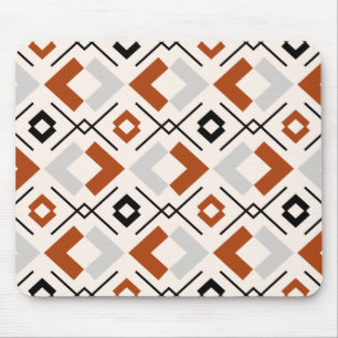 geometrisch orange-beige und grau-braun mousepad