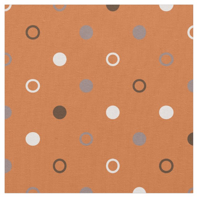 geometrisch-orange-graue Polka-Punkte Stoff (Nahaufnahme)