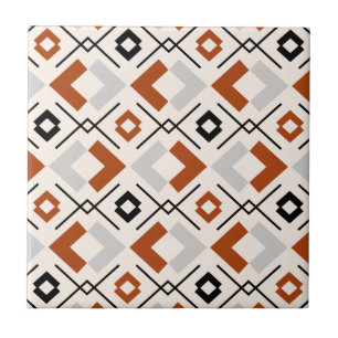 geometrisch-orange-graue und beige Muster Fliese