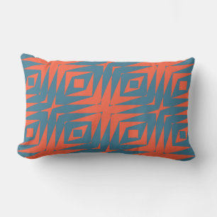 geometrisch orange und blau lendenkissen