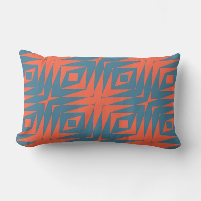 geometrisch orange und blau lendenkissen (Vorderseite)