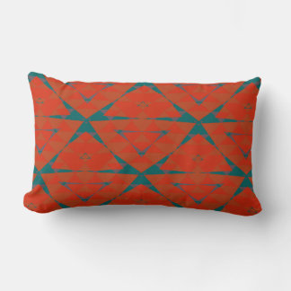 geometrisch orange und türkis lendenkissen
