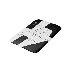 Geometrisch Personalisiert Schwarz und Weiß Badematte