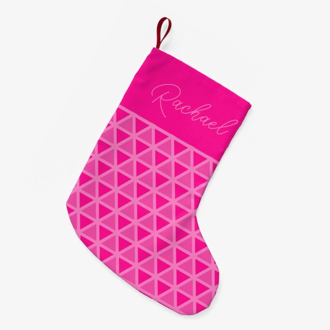 Geometrisch personalisierte Druckfarbe Kleiner Weihnachtsstrumpf (Vorderansicht (hängend))