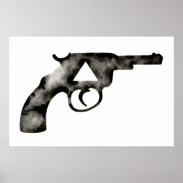 Geometrisch . Pistole. Schwarz-Weiß. MOD . Dreieck Poster (Vorne)