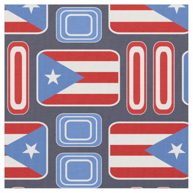 Geometrisch: Retro: Puertorikaner: Flagge Stoff (Nahaufnahme)